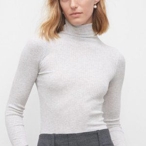 Club Monaco Cashmere Julie Ribbed Turtleneck Sweater Heather Gray
